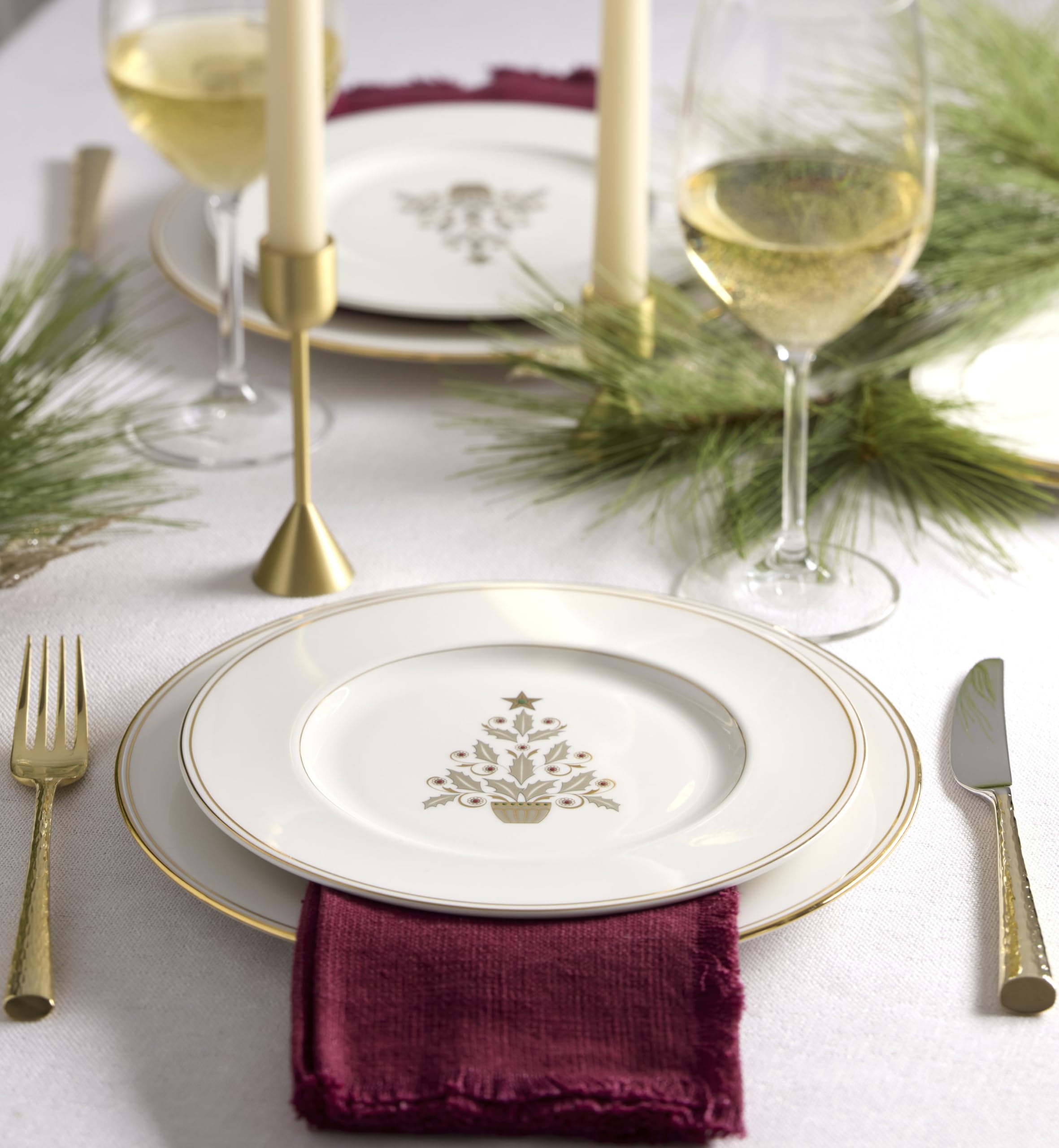 Amazon.com: Lenox 897867 Federal Gold Tree Accent Plates, Service